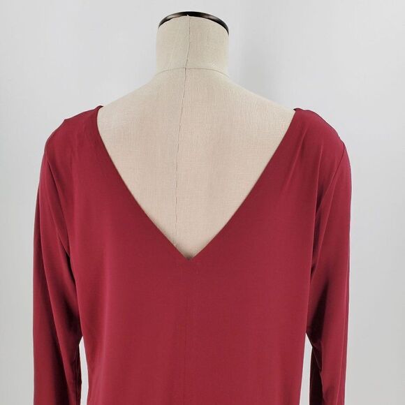 Lane Bryant Long Sleeve Top Womens V Neck Back Soft Maroon Red Size 14/16 - Picture 4 of 8